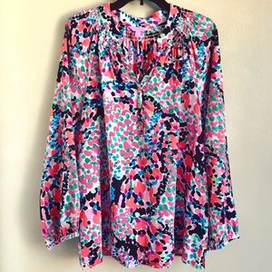 Lilly Pulitzer Elsa Coral Multi-color Top Size L